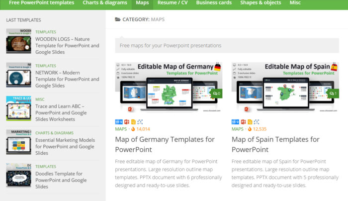 Showeet hiển thị các mẫu PowerPoint miễn phí với nhiều thông tin