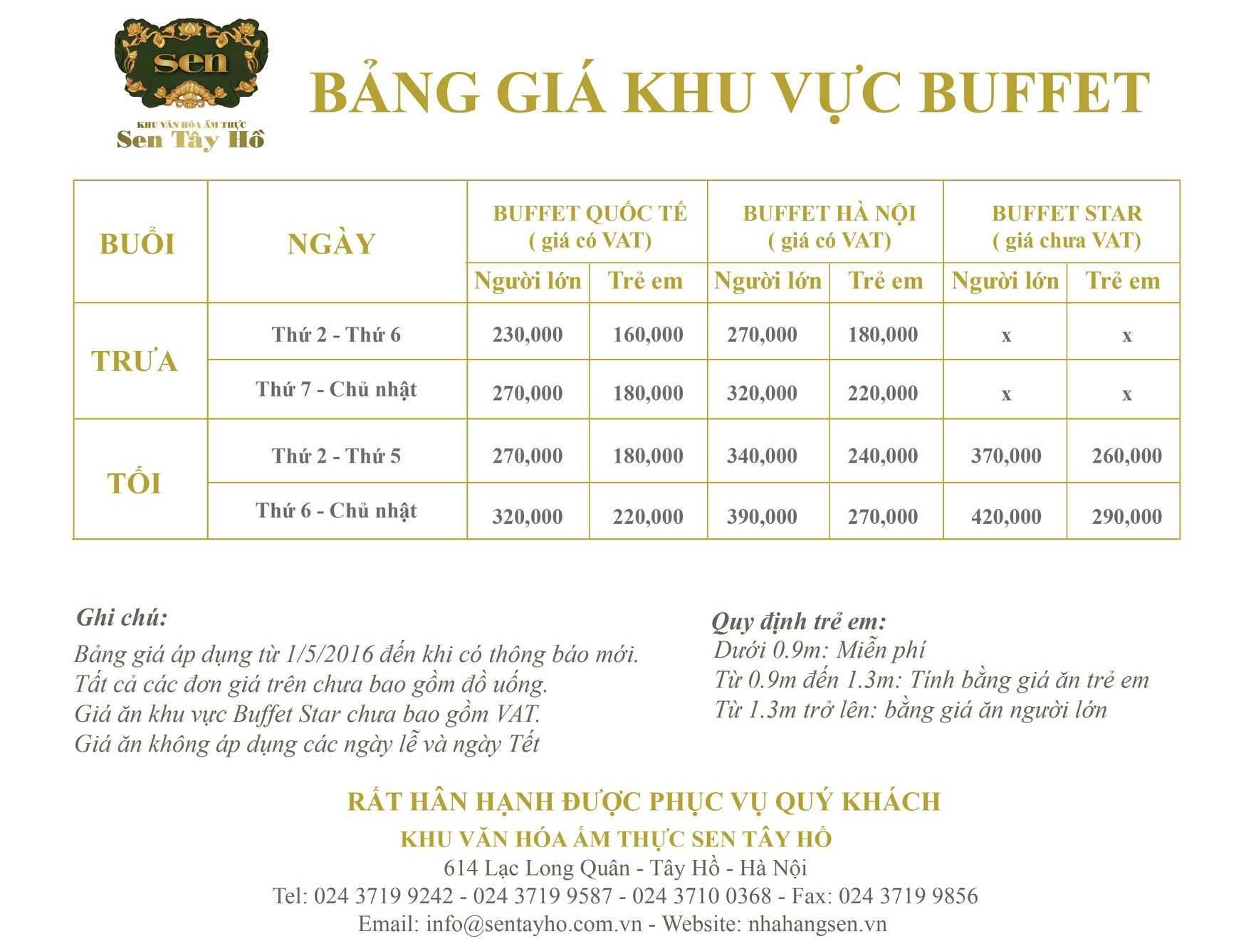 Bảng giá Nhà hàng Buffet Sen Tây Hồ nổi tiếng ở Hà Nội