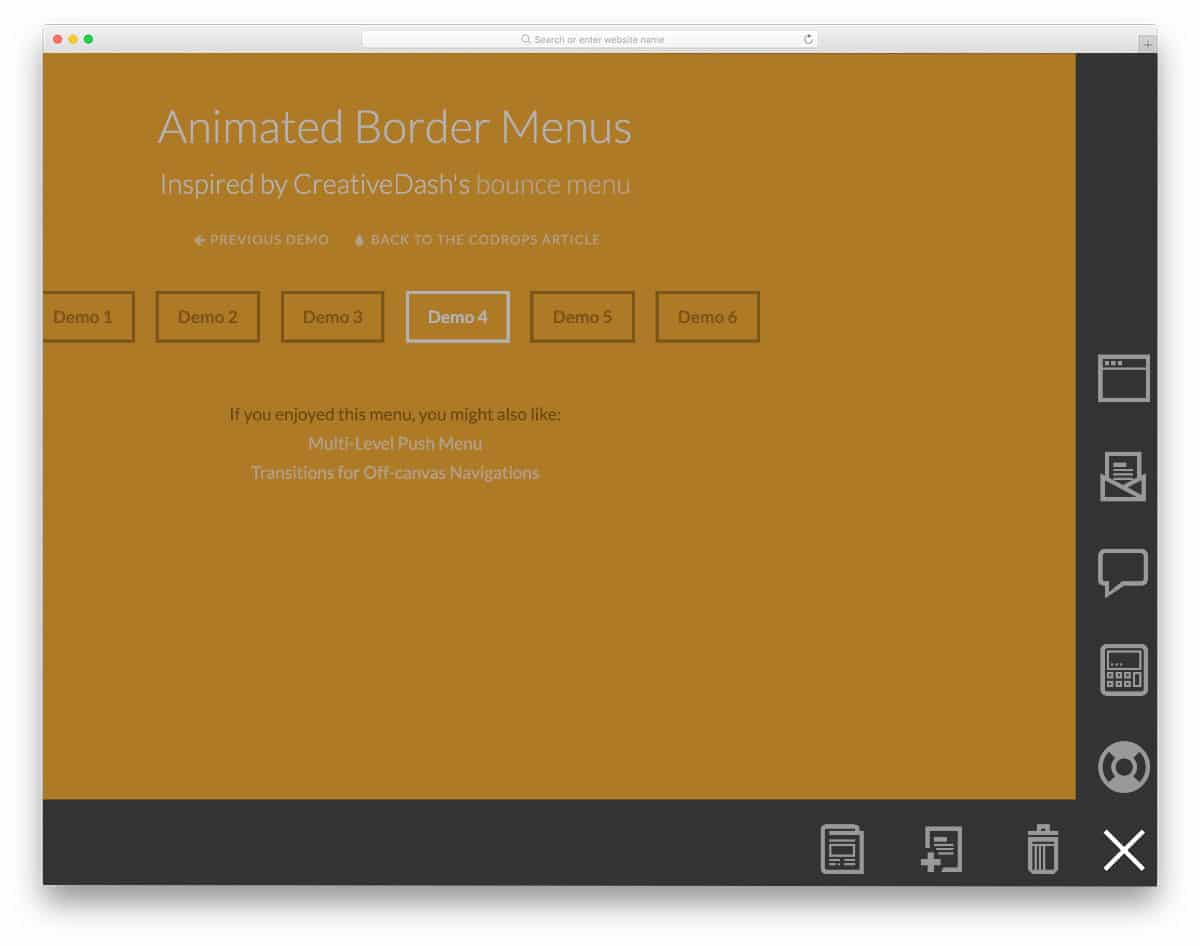 border navigation menu concept