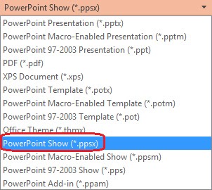 Chọn PowerPoint Show (*.ppsx)
