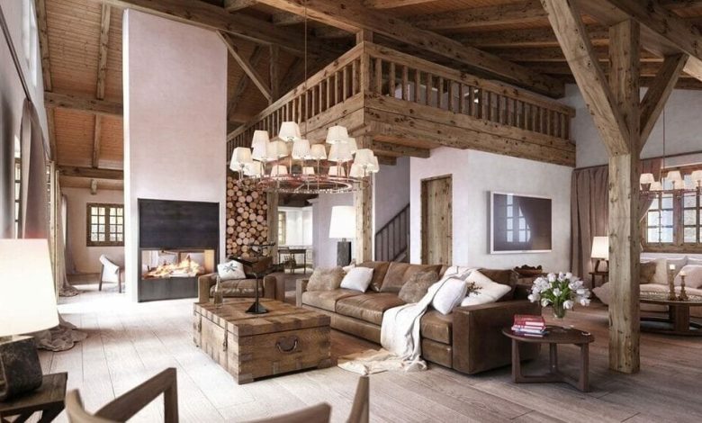 Classy Rustic home interior with exposed beams