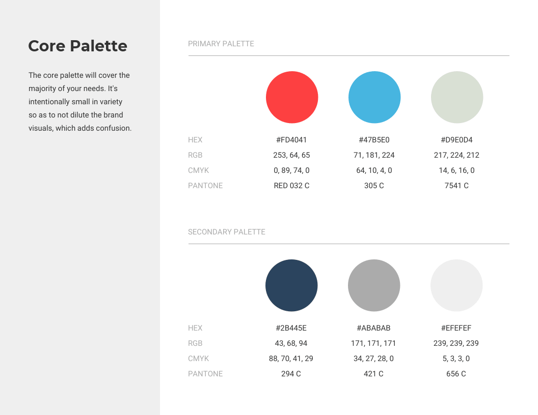 Core Color Palette Brand Guide Template 1