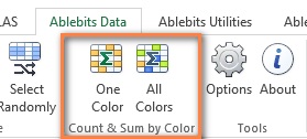 The Count & Sum by Color add-in for Excel 2016 - 2003