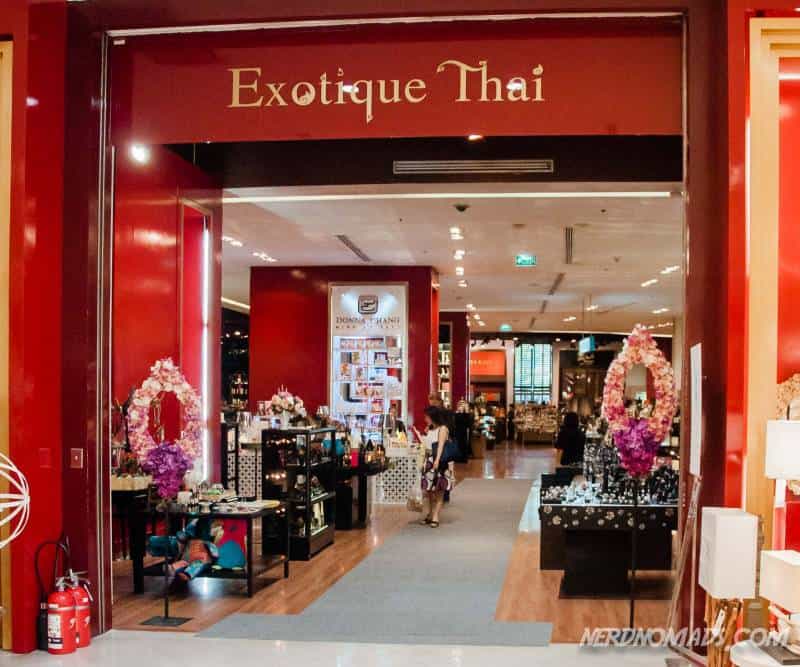 Lots of great Thai design at Exotic Thai located on the 4th floor of Paragon, like silk, beauty products, and jewelry.