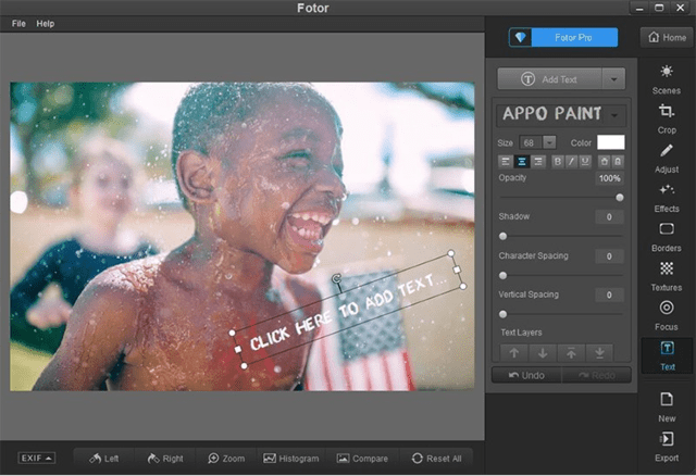 Phần mềm chèn chữ nghệ thuật Fotor Photo Editor