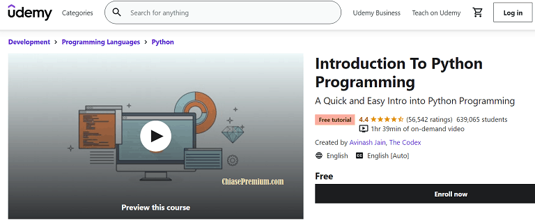 Khóa học Giới thiệu về Python trên Udemy có rất nhiều người theo học.