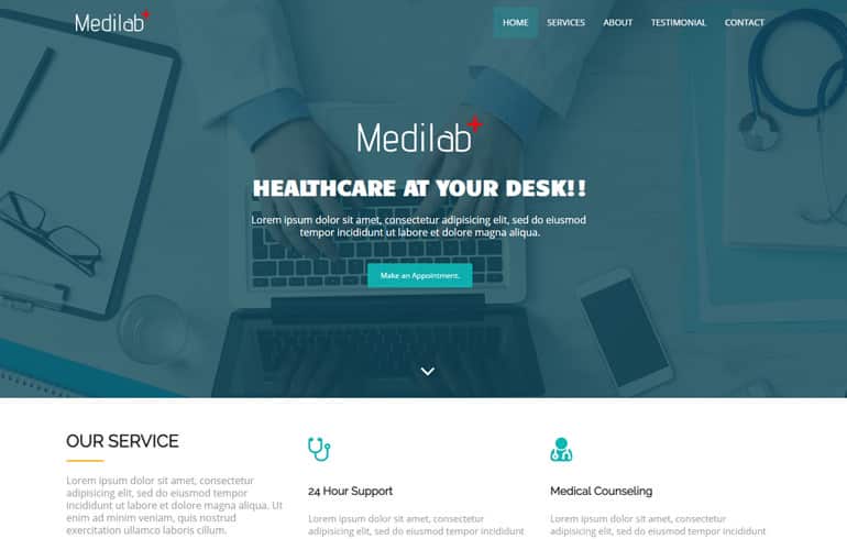 free css medical Website template