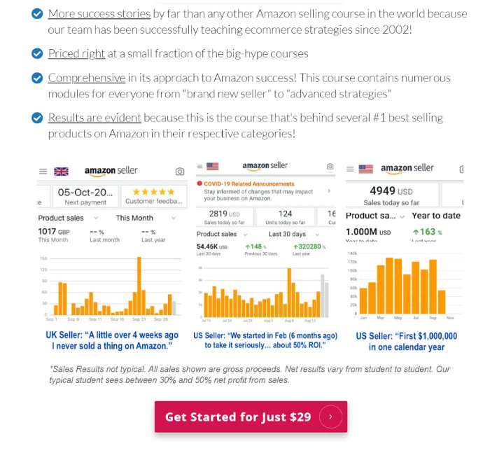 trang bán hàng của Proven Amazon Course
