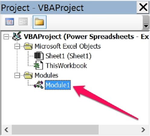 project explorer with module