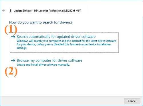 Chọn Browse my Computer for driver software để cài đặt driver máy in Canon 3300