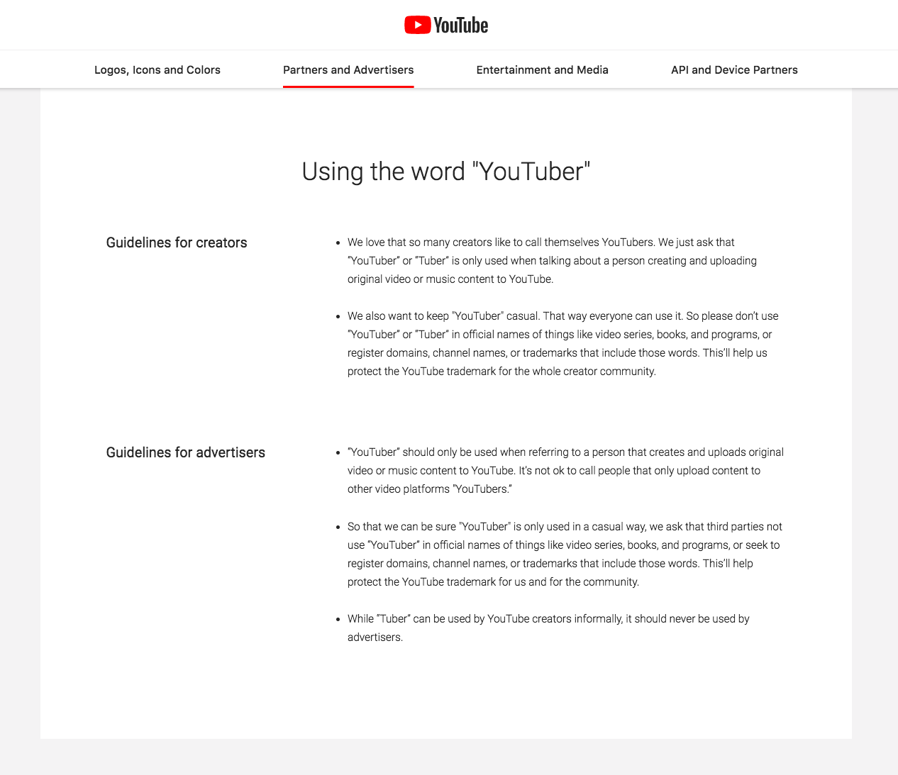 YouTube Brand Guidelines Example