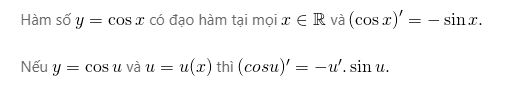 Đạo hàm của hàm số y=cosx