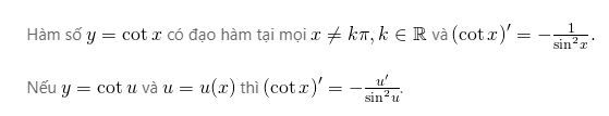 Đạo hàm của hàm số y=cotx