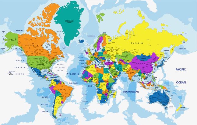 Bản đồ các châu lục trên thể giới
