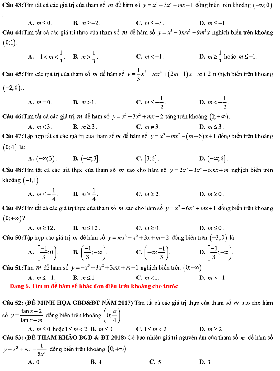 Tài liệu: Các dạng toán về tính đồng biến nghịch biến của hàm số 7