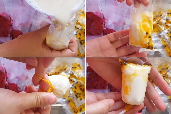 cách làm yaourt đá dạng túi, bịch