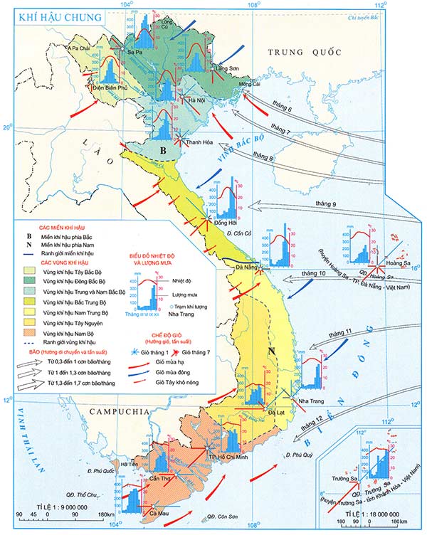 Hướng Đông Tây Nam Bắc dựa vào bản đồ Atlat