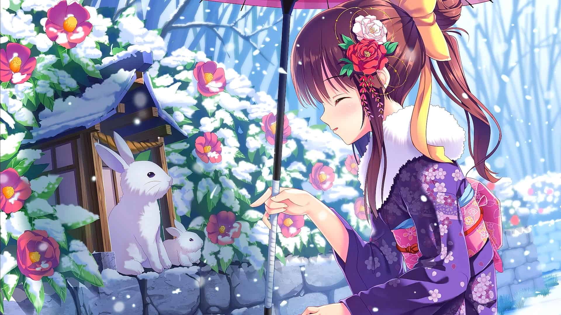 Hình Anime cô gái trong mùa đông thật đangns yêu