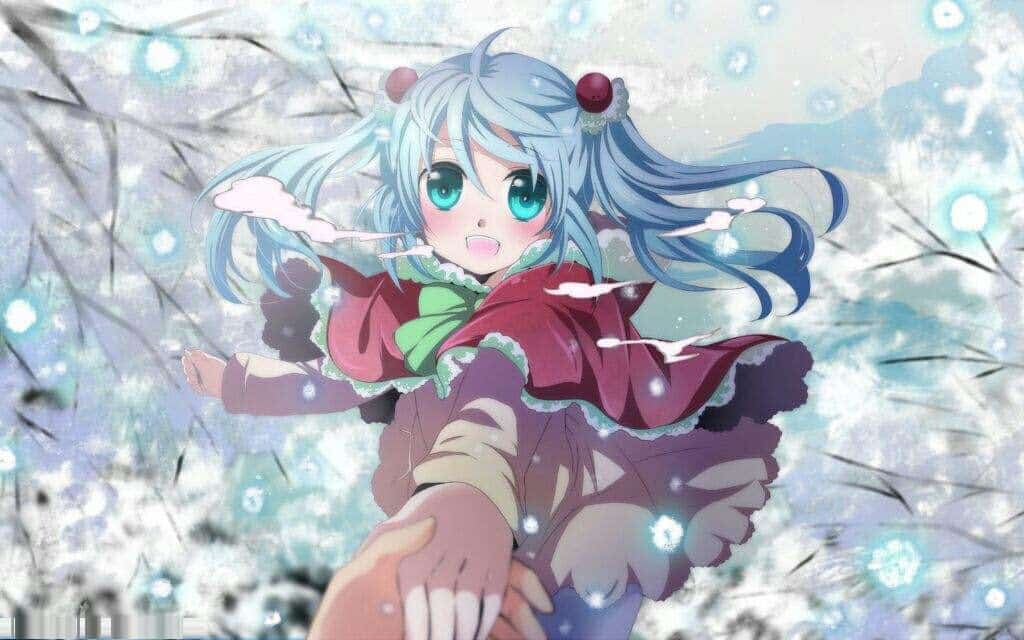 Hình Anime mùa đông đáng yêu có tuyết rơi