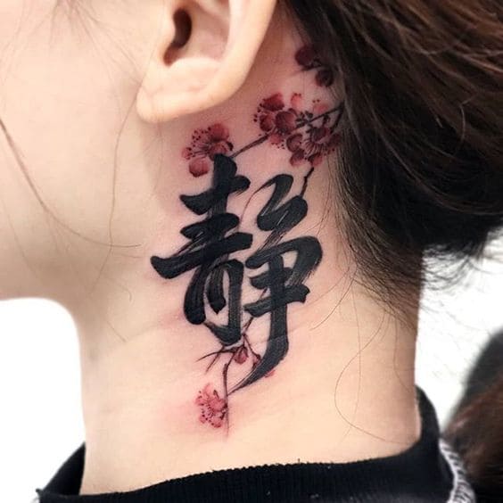 Hình tattoo chữ Hán chất lừ cho con gái