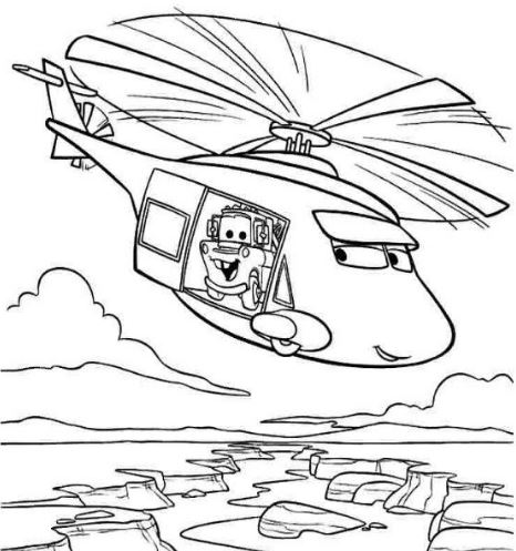 Mẫu tranh tô màu dành cho bé hình chiếc trực thăng ngộ nghĩnh