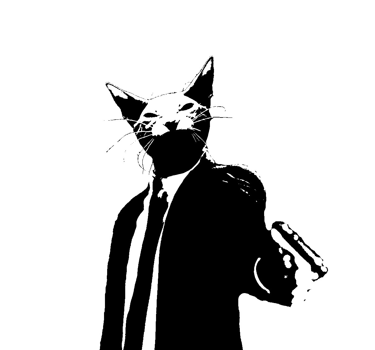 Hình ảnh con mèo dễ thương cầm súng