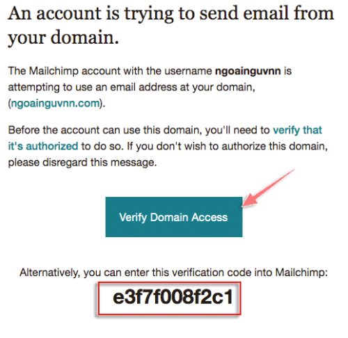 xác minh domain với mailchimp