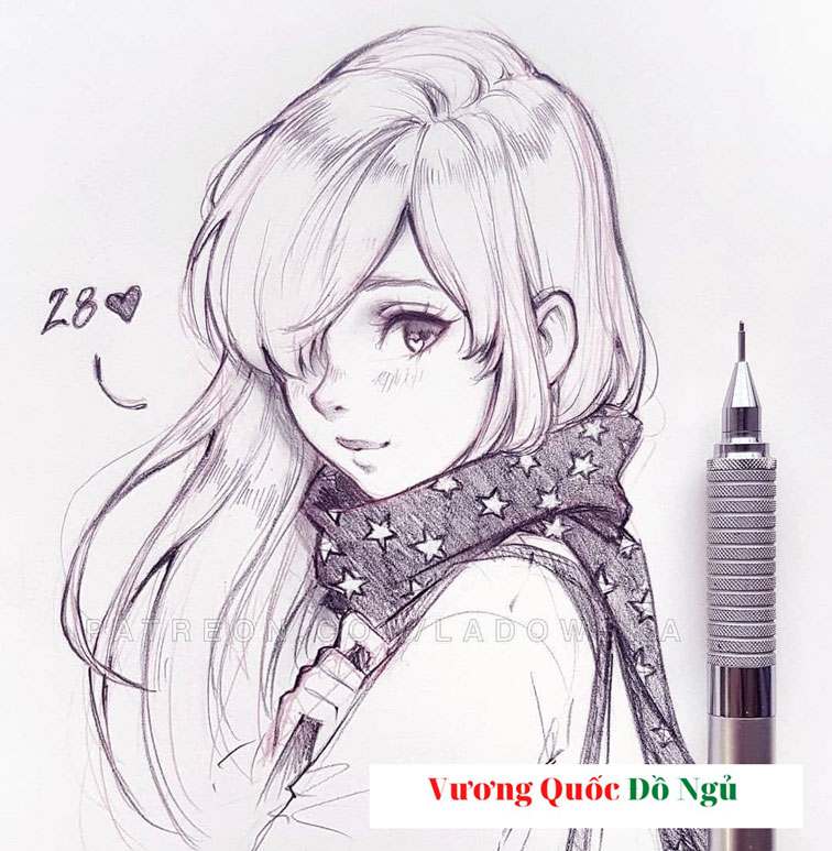 Cách vẽ anime nữ đơn giản bằng bút chì ❤️1001 tranh đẹp