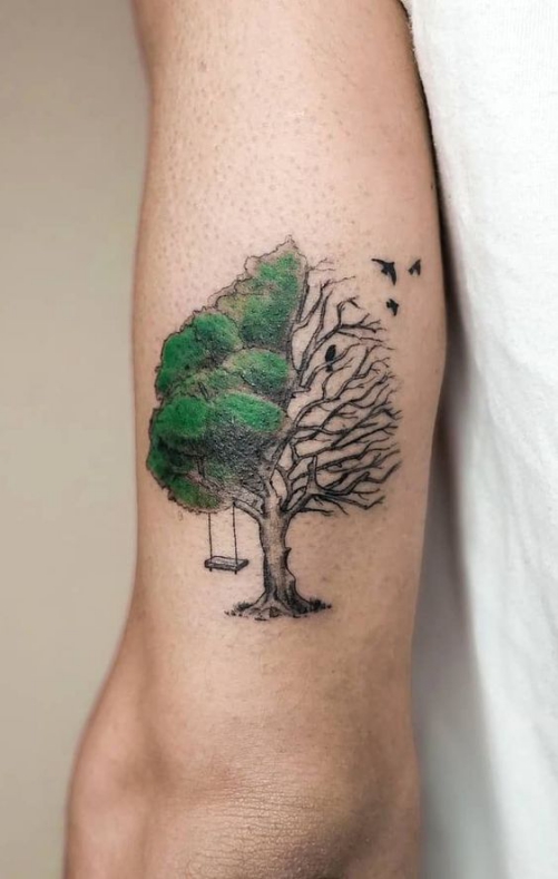 Hình xăm nghệ thuật tatoo mini cây ở tay