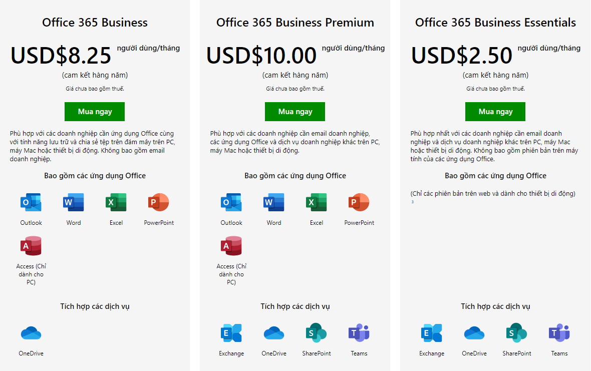 Office 365 có những phiên bản nào?