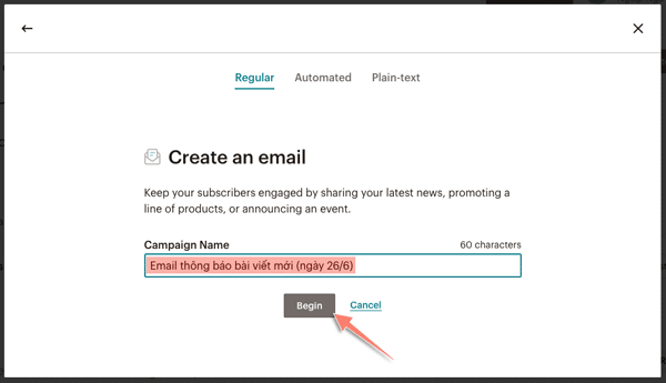 cách tạo email trong mailchimp
