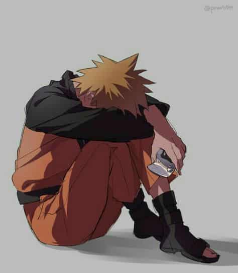 Hình Anime Naruto buồn gục mặt khóc