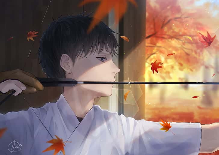 Hình Anime mùa thu chàng trai bắn cung