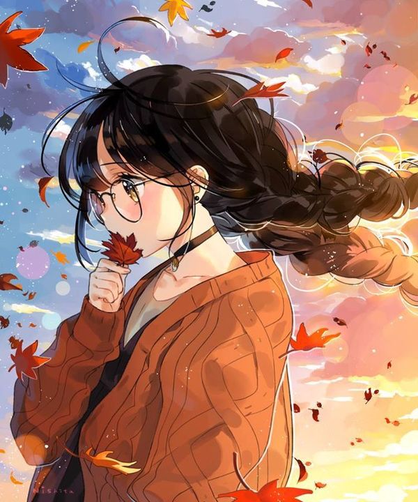 Hình Anime mùa thu cô gái xinh xắn