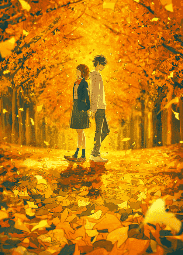 Hình Anime mùa thu lãng mạn đáng yêu