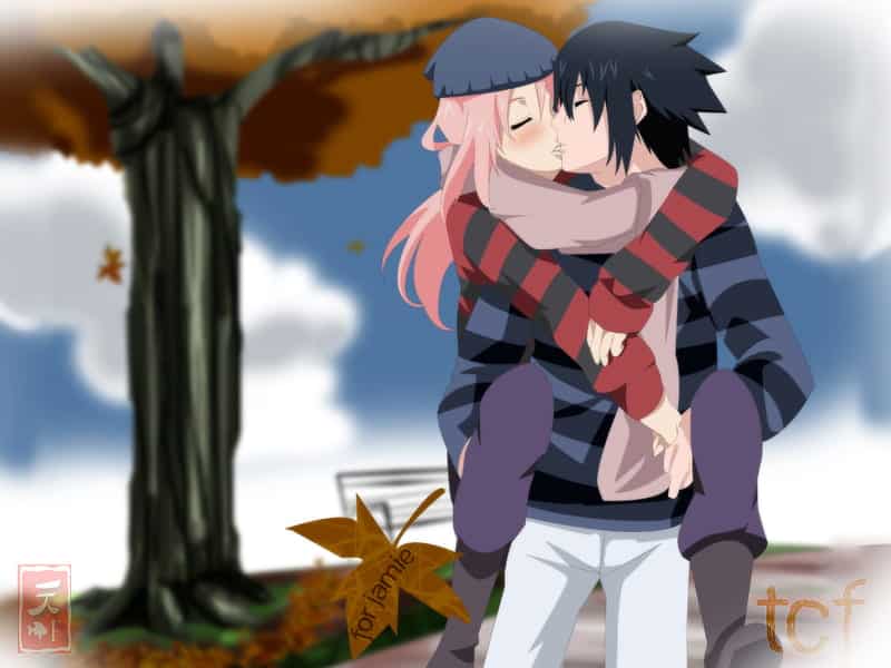 Hình Anime mùa thu lãng mạn hạnh phúc