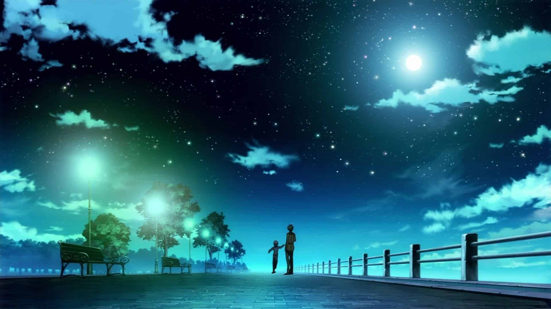 Hình bầu trời đêm đẹp Anime độc đáo