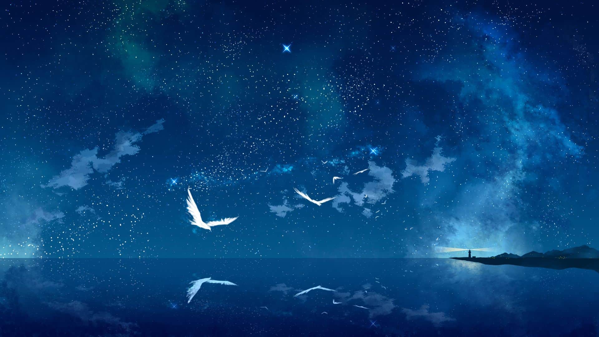 Hình bầu trời đêm đẹp Anime độc đáo