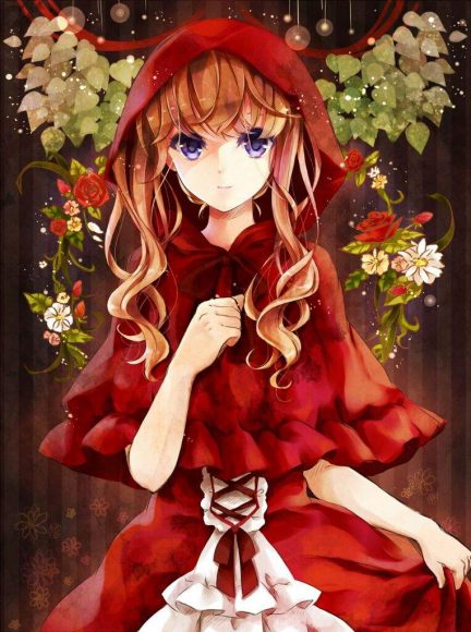 Hình công chúa Anime váy đỏ đáng yêu