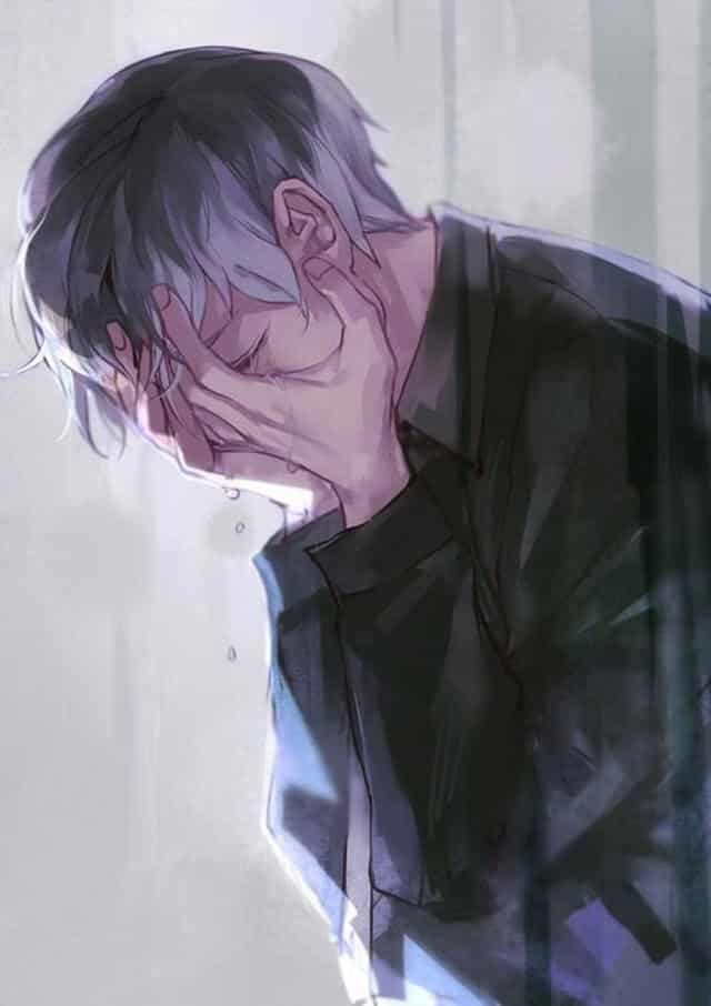 Hình đại diện avt Anime con trai gục mặt khóc buồn