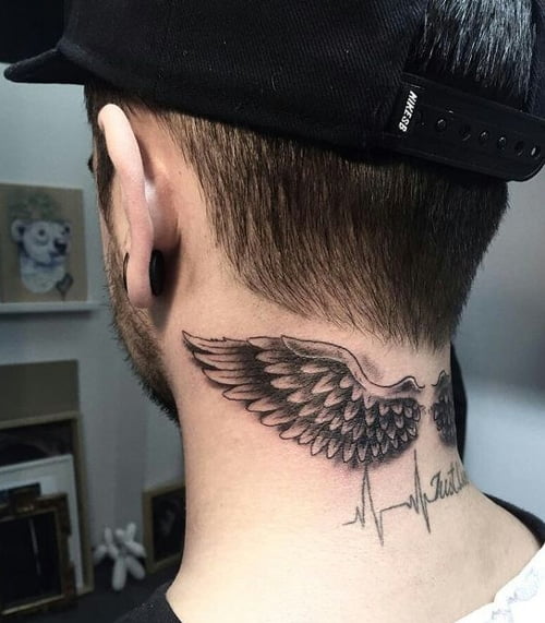 Hình tattoo cặp cánh sau gáy