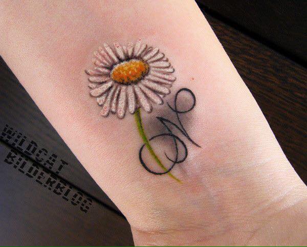 Hình tattoo hoa cúc dại đẹp