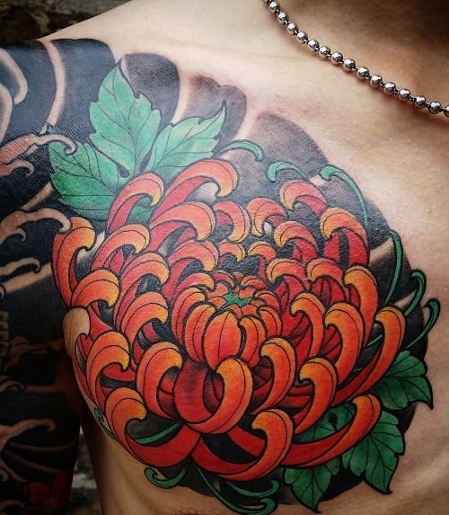 Hình tattoo hoa cúc đại đóa đẹp