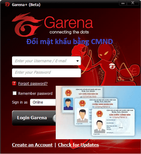 Lấy Lại mật khẩu Garena bằng CMND