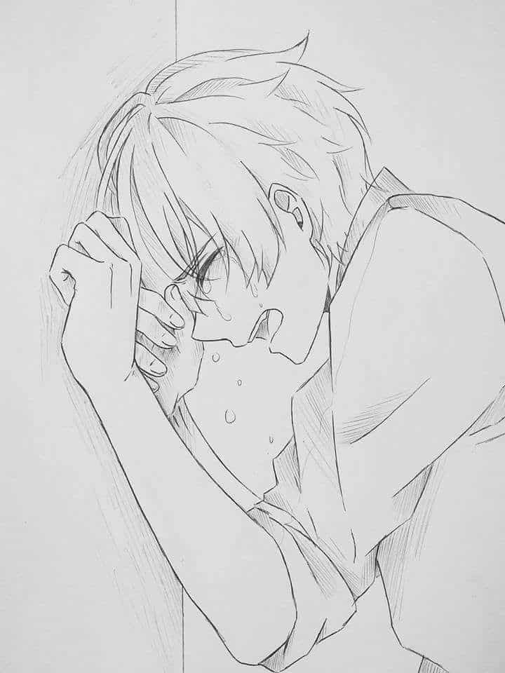 Vẽ Anime Buồn con trai khóc nhiều cảm xúc