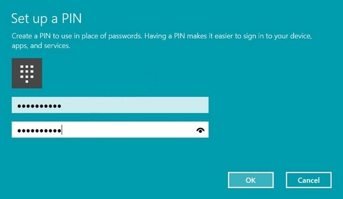 đặt mật khẩu bằng mã pin