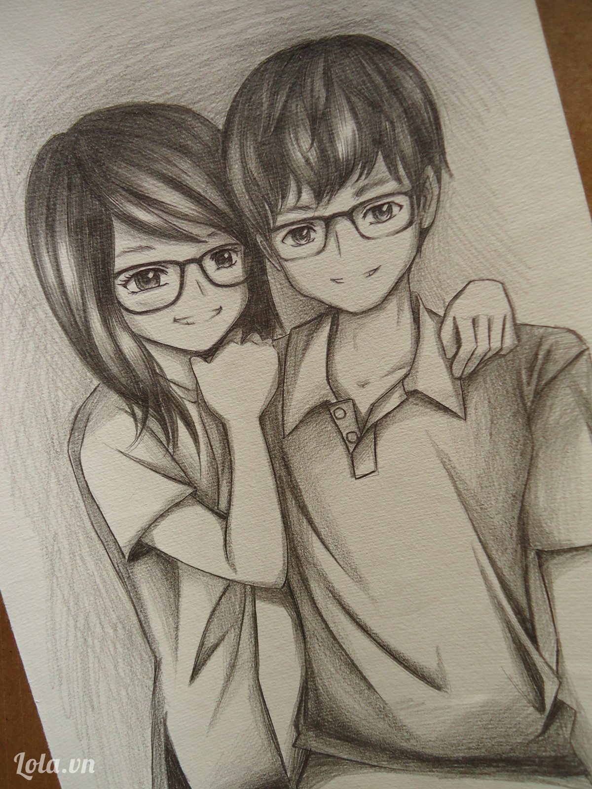 Hình vẽ cặp đôi hoạt hình dễ thương bằng bút chì kute