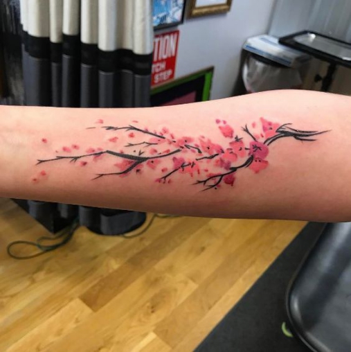 Hình xăm nghệ thuật tatoo mini hoa anh đào đẹp nhất