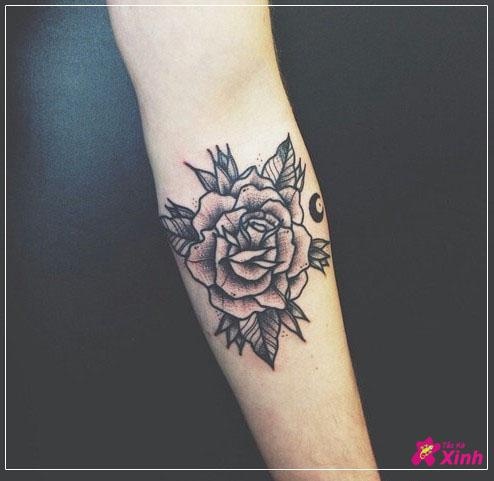 hình xăm hoa hồng đẹp ở cánh tay