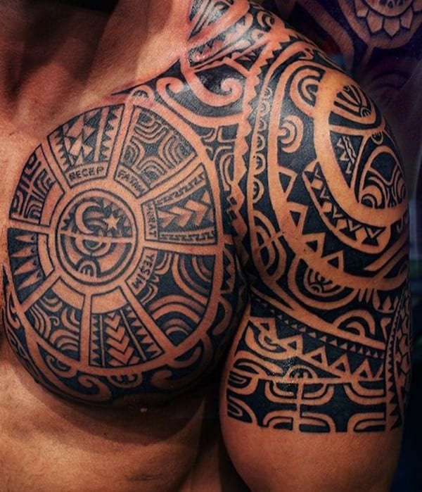 hình xăm maori đẹp trên ngực